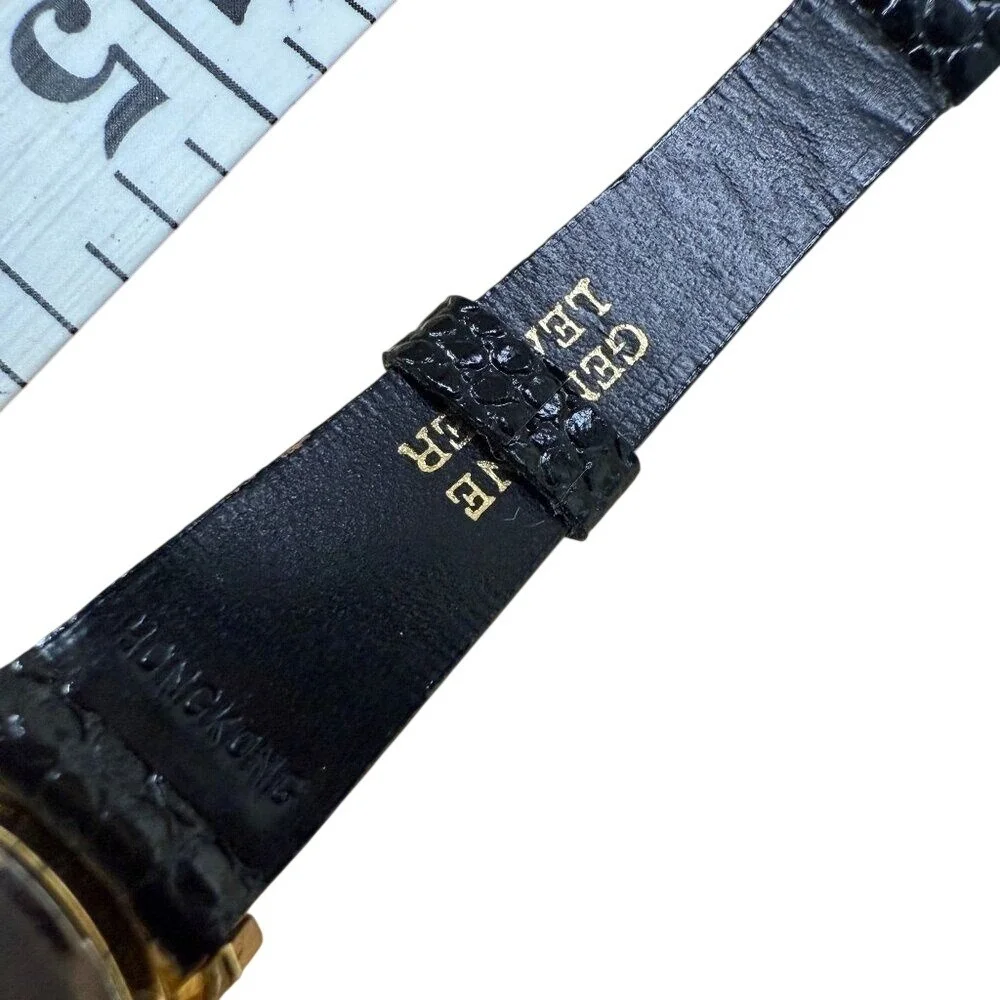 Bulova Gold-Tone Black Leather Analog Ladies Watch NOT TESTED
